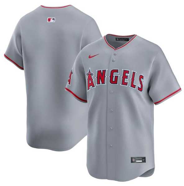 Men%27s Los Angeles Angels Blank Gray Away Limited Baseball Stitched Jersey Dzhi->los angeles angels->MLB Jersey